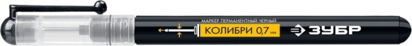 Картинка ПРОМЫШЛЕННЫЙ ПЕРМАНЕНТНЫЙ МАРКЕР ДЛЯ ОТВЕРСТИЙ КОЛИБРИ (Арт. 06328-2), ЗУБР ЧЕРНЫЙ, 0.7-1 ММ